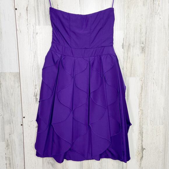 REISS Tiered Strapless Cocktail Dress Purple Ruffle Party Wedding Guest Size 2 - Picture 5 of 9